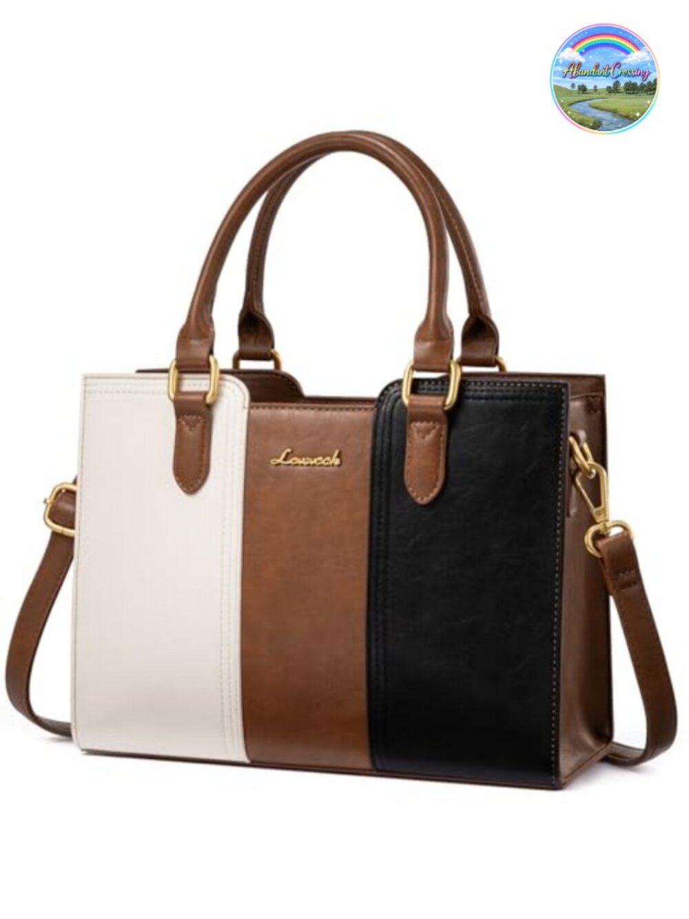 Vintage Vegan Leather Satchel Crossbody Bag Top Handle Work Purse